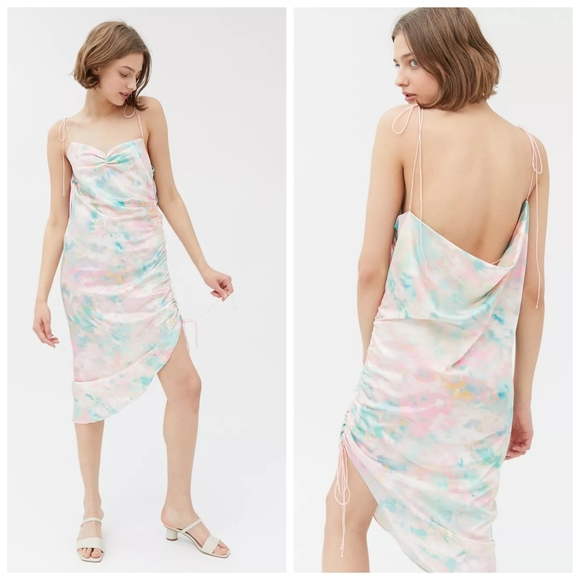 For Love & Lemons Call Me Tie-Dye Colorful Pastel Open Back Midi Dress XS - Picture 3 of 8